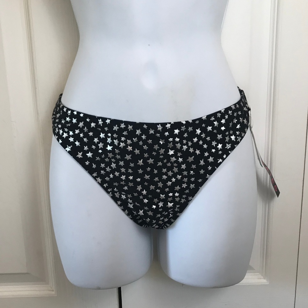 Hot Water Black Silver Stars Swim Bikini Bottoms